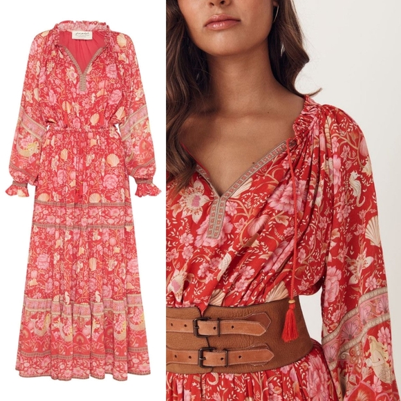 Spell Designs Exclusive Red Seashell Gown Maxi Dress M Free People Mermaid FP - Picture 3 of 16